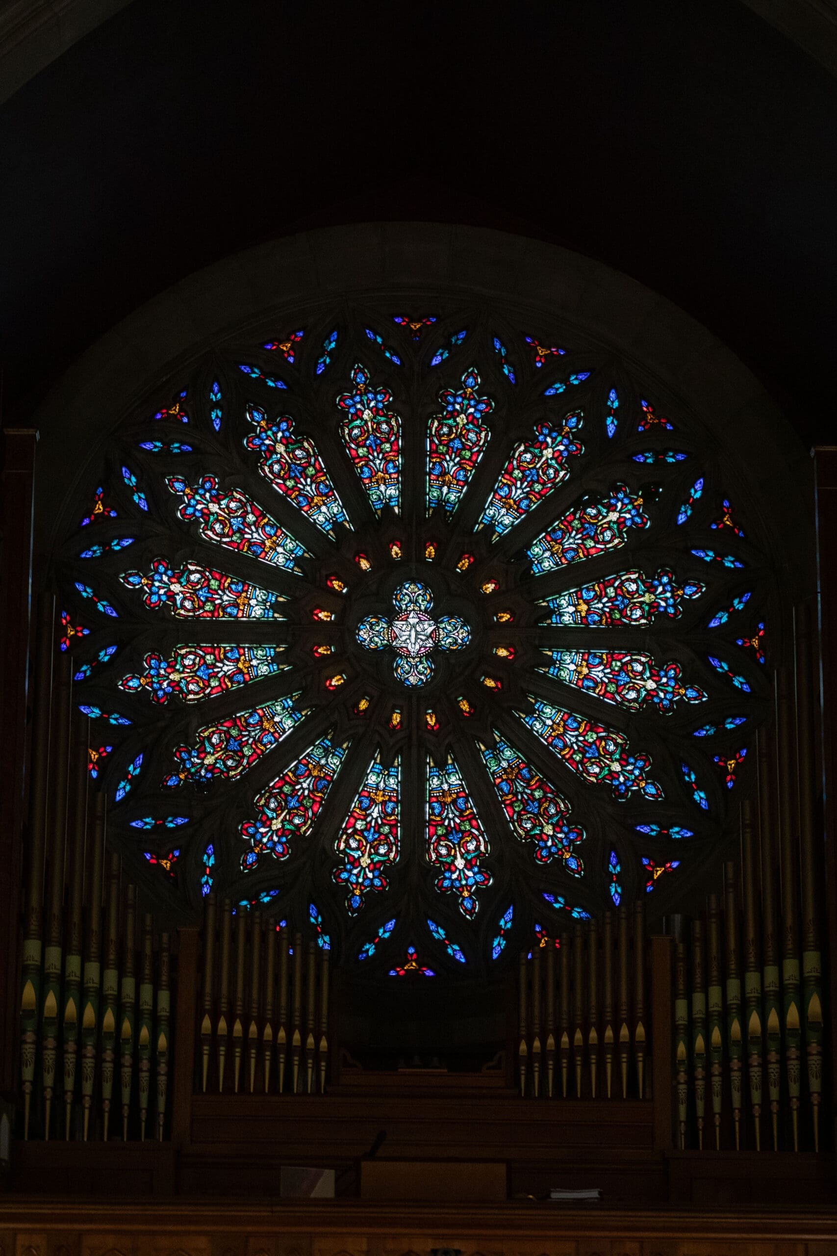 Stunning stained glass window in a Traditional Latin Mass church 